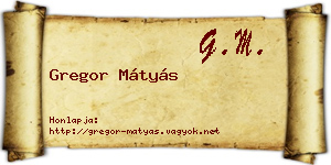 Gregor Mátyás névjegykártya
